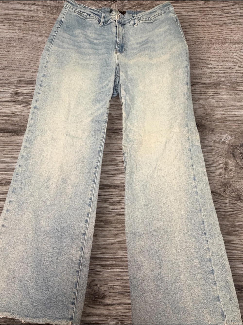 Judy Blue Jeans 18W Light Wash Wide Leg Flare Raw Hem Stretch Denim
